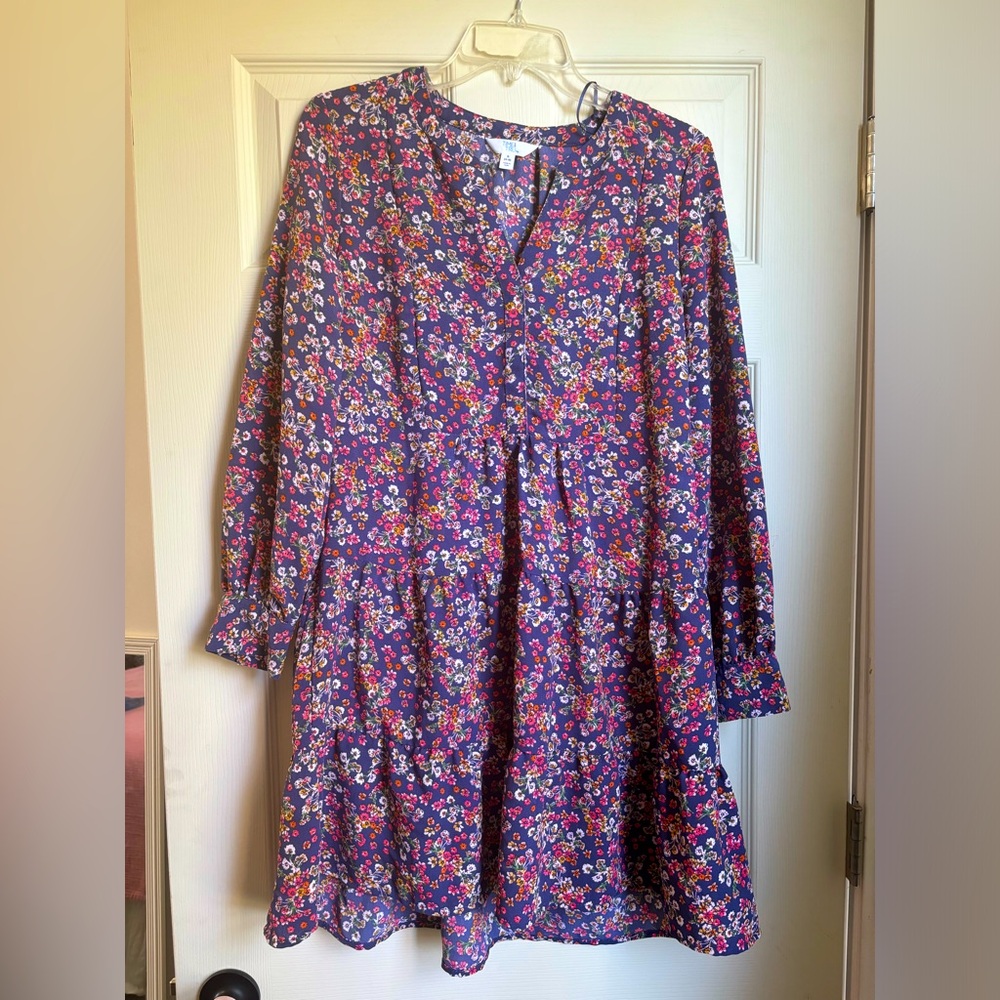 Floral tunic dress with purple background